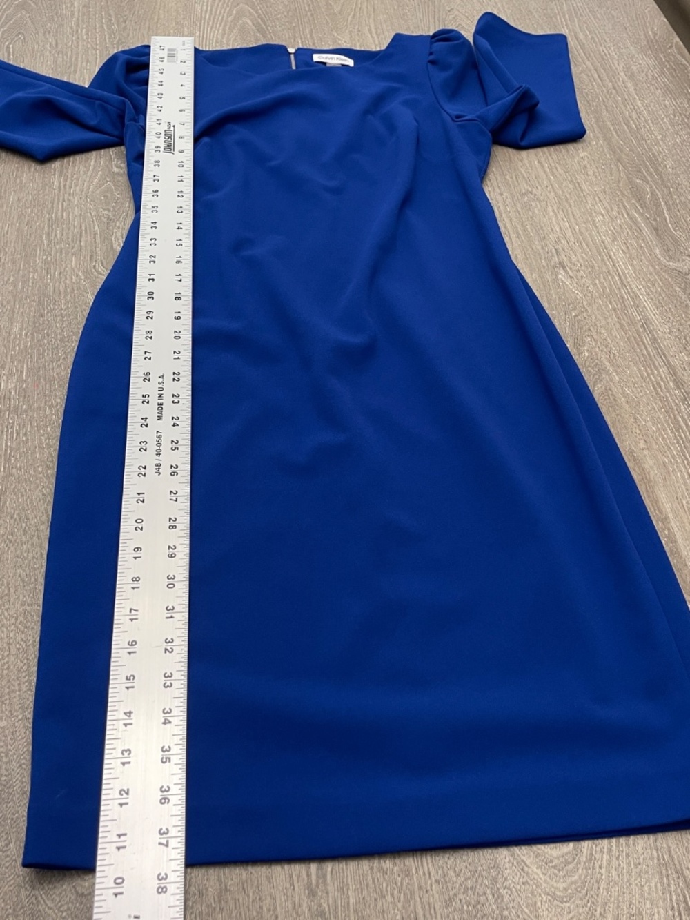 Calvin Klein Shift Dress Women's Size 8 Blue Long Sleeve Career Stretch - Picture 10 of 11
